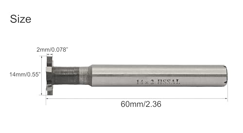 Image of NACX HSS-AL T Slot End Mill Milling Cutter, 14mm Cutting Dia 2mm Depth 8mm Straight Shank, for Moulding Steel Carbon Iron Alloy