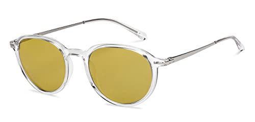 Image of Vincent Chase By Lenskart | Transparent Yellow Full Rim Round | Made in India | Branded and Stylish Sunglasses | Polarized and 100% UV Protected | Men & Women | Small | VC S15547