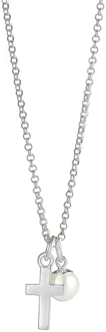 Molly B London Sterling Silver Cross & Freshwater Pearl Necklace For Girls. Dainty Teen Jewelry, Perfect First Communion Gifts For Girls, Baptism Gifts, Birthday Gift, Sweet 16
