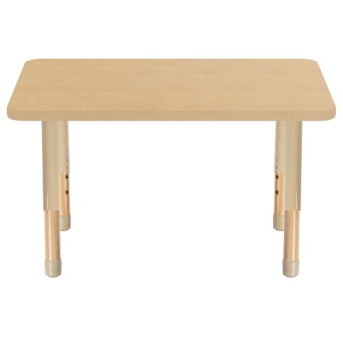 Image of 24 inch x 36 inch Rectangle Kids Classroom Table with Adjustable Chunky Wood Legs