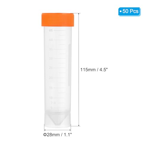 Tubes à essai 50ml étanches avec bouchon orange gradué PATIKIL - 2