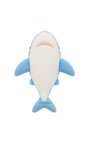 Image of Shark Fish Soft Toy for Girls Boys Kids,Sky Blue,Fish Sea Animal Plush Stuffed Baby Teddy Gift Birthday, 32cm