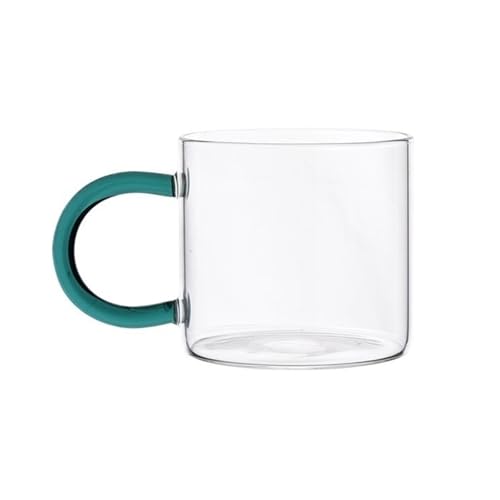 ZKALQECNF Leche Taza de café vidrio transparente con asa color, taza borosilicato 11.3 oz for, té, leche y bebidas Bebidas(Green)