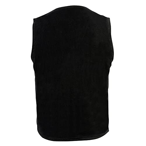 Milwaukee Leather DM1310 Colete masculino preto clássico jeans estilo caubói motociclista com fecho