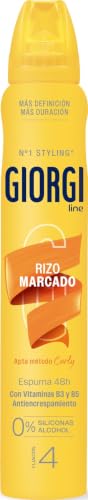 Giorgi Line - Espuma Rizo Marcado 24H Fijación 4 Método Curly - 250 ml | Sujeción media-alta que perfila los bucles con firmeza y movimiento, domina el frizz e hidrata sin acartonar