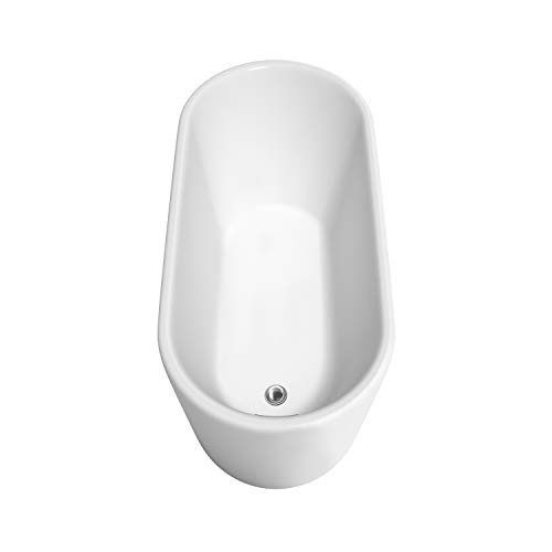 Ursula 59 Inch Freestanding Bathtub In White With Polished Chrome Drain And Overflow Trim #TOP3
