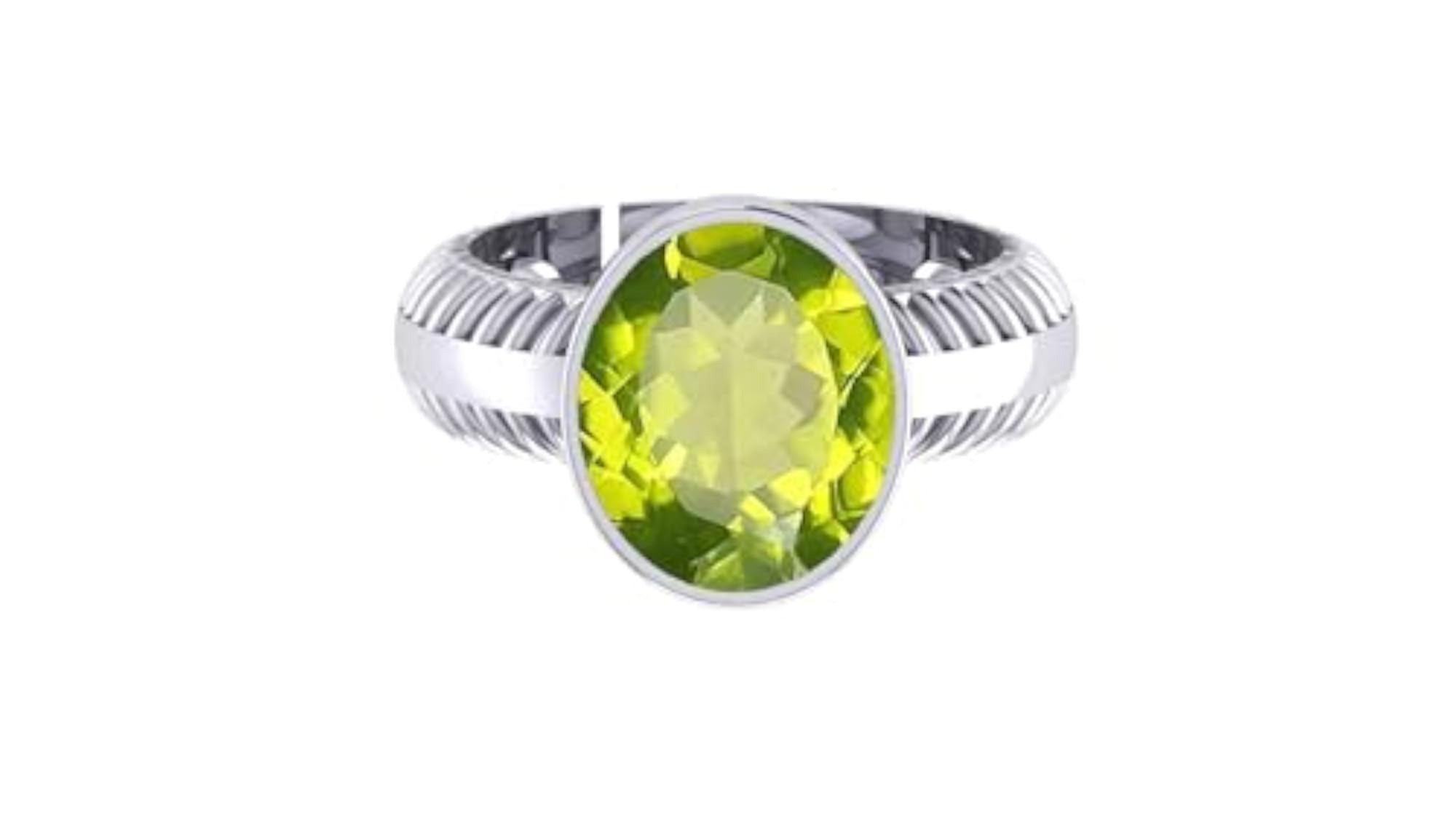 7.25 Ratti Peridot Silver Plated Adjustable Ring