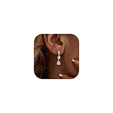Qyalie Dangle Drop Earrings for Women Wedding Bridal Rhinestone Long Cubic Zircon Dangling Crystal Chandelier Sparkly 14K Gold Plated Dainty Trendy Jewelry (Silver-CZ-Teardrop)
