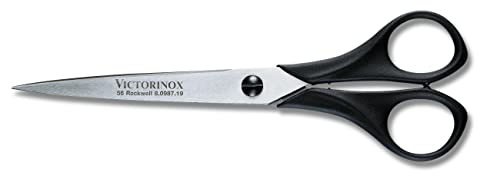 Victorinox Household and Craft Scissors, Extra Sharp Blade, 19 cm, Robust Plastic Handle, Stainless Steel, Black