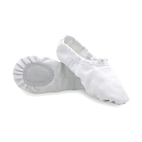 Ballet Shoes Yoga for Dancing Ballet Canvas Dance Shoes Girls Canvas Ballet Slippers Flats,White-26 EU