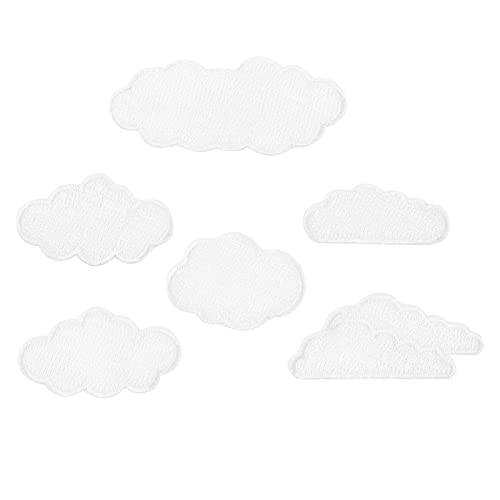 DIYEAH 6 Piezas tela de coser pegatinas coser pedrería pegatinas redondas de estrellas aplique de nube punto decoración de costura de ropa camisetas Hilo de bordar