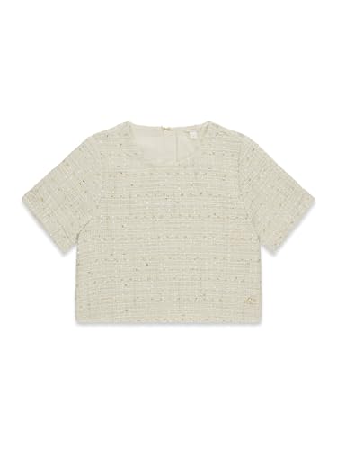 GUESS Girls' Short Sleeve Tweed Woven Top