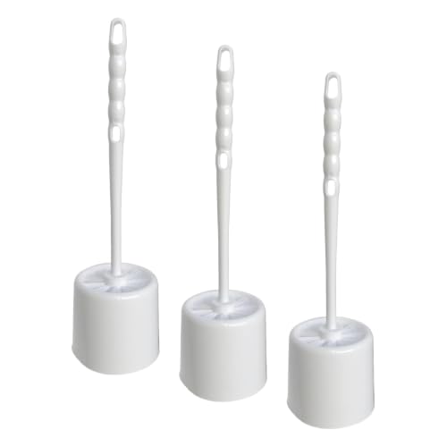 Image of Sparta Toilet Bowl Brush with Caddy, 16 Inch, White (Pack of 3)