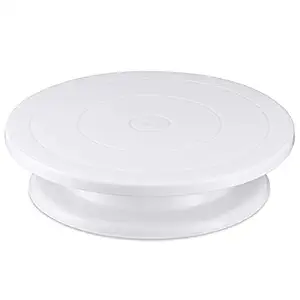 Rotating Cake Turntable 11 Inch Turns Smoothly Revolving Cake Stand White Cake Decorating Kit Tools Accessories Supplies for Decoration