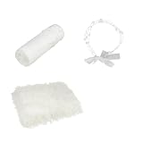 Vomdrok Newborn Photography Props Wrap Infant Boy Girl Posing Soft Fur Quilt Photographic Mat Pearl Headband Blanket Photoshoot Props (White)