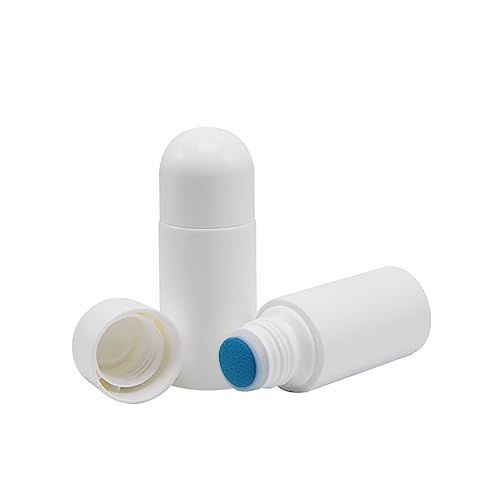 4 Pcs 50 ml Sponge Head Plastic Applicator Bottles with Sponge Refillable Deodorant Bottles for Cosmetic Essential Oil