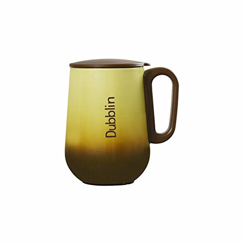 Image of DUBBLIN Rugby Stainless Steel Unbreakable Tea Coffee Mug Double Wall with Handle and Lid, Wide Mouth Mug Keeps Beverages Hot & Cold 270 ML Brown