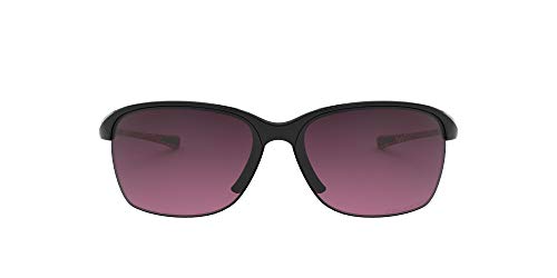 Oakley Women s OO9191 Unstoppable Rectangular Sunglasses, Polished Black Rose Gradient Polarized, 65 mm