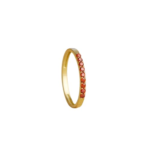 Bague semi-éternité cornaline 2mm en argent 925 doré éclatant