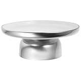 Happyyami 哑光銀仕上げの陶器フルーツボウルと背の高いケーキトレイ 食卓用フードサービングプレート パーティーやお祝いのスナック盛り付