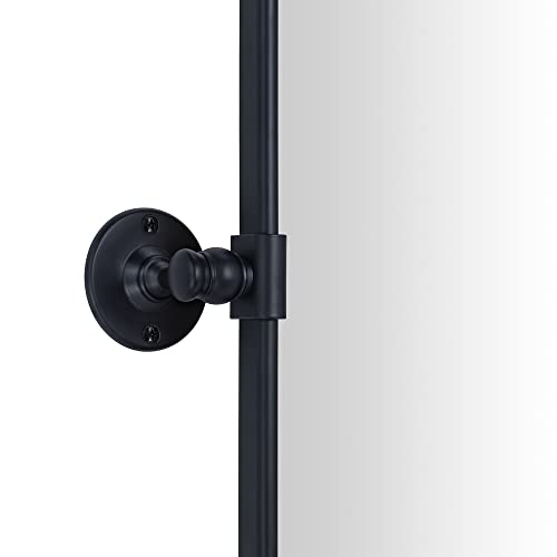 Image of TEHOME Horizontal Pivot Mirror Black Tilt Mirror for Bathroom Beveled Metal Framed Pivoting Rectangle Bathroom Mirror, 35x23''