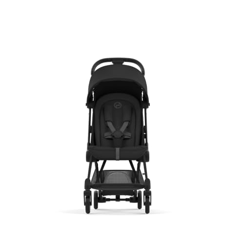 Image of Cybex Coya Compact Stroller, Lightweight One-hand Fold, Travel-Friendly Pram for Newborns, Infants, and Toddlers, Age 0-4 years, Flat Recline Position, One Pull Harness, Hand Luggage Compatible, Stroller (Sepia Black Matt Black Frame)