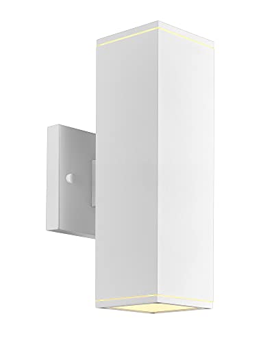 Image of Ken & Ricky Modern Outdoor Wall Light,Aluminum Rectangular,White,1 PK | 2 Lights Exterior Wall Light Fixtures,Waterproof Sconces,No glare,for House Porch Garage Patio Front Door Entryway