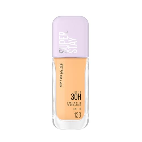 Maybelline New York Super Stay Lumi-Matte Liquid Foundation - 123, Up To 30H Long Wear, Water & Transfer Proof. SuperStay Lumi-Matte Liquid Foundation comes with Non-comedogenic & Vegan Formula | 35ml