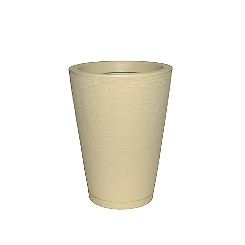 Vaso Planta Decorativo Jardim Polietileno Coluna Redonda 33x40 Cor:Bege