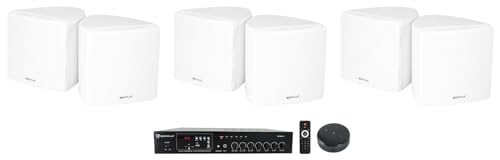 Rockville (1) RCS80-1 60 Watt 70v Commercial/Restaurant Amplifier/Bluetooth Receiver Bundle with (6) Cube 3.5