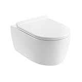 NEG Design Hänge-WC Toilette mit 360° Tornad00 Spülung, randloses Design, inkl. Softclose WC-Sitz aus Duroplast abnehmbar