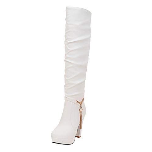 MrTom Botas Altas Mujer sobre la Rodilla Piel Zapatos de Tacón Novia...