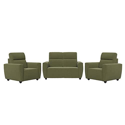 Image of Wakefit Sofa Set | 3 Year Warranty | Sofa 4 Seater, 4 Seater Sofa for Living Room, Wooden Sofa Set, Sofa Set 2+1+1 Seater - Belize(Reflection : Green)