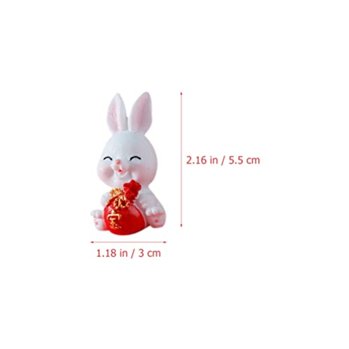 Aboofan Bunny Miniature Rabbit Figures 6Pcs Mini Bunny Figurines Miniature Chinese Zodiac Year Rabbit Ornament For Spring Festival Chinese New Year Decoration #TOP3