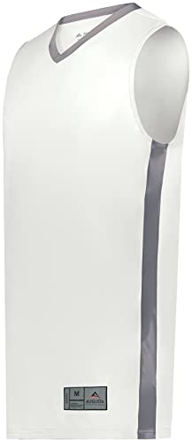 Augusta Sportswear Men's Standard Match-Up Basbketball Jersey, White/Graphite, Medium