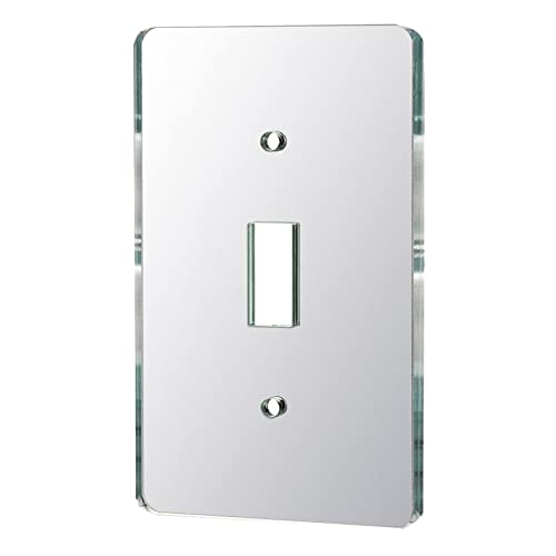 Mirror Light Switch Plates Single Toggle 4.72 X 2.91 Switch Light Cover Durable Wall Plates Outlet Covers Acrylic Mirrored Decorative (Single Toggle)