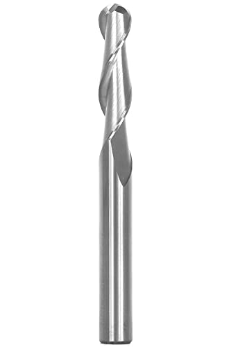 YONICO Carbide Ball Nose End Mill CNC Router Bits 2 Flute Spiral 1/4-Inch Dia. 1/4-Inch Shank 34221-SC