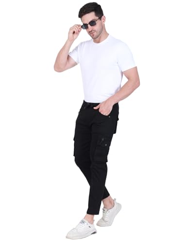 Image of Men's Cargo Pants with Pockets, Cotton Joggers, 6 Pocket Casual Trousers, Track Pants for Office and Parties, Comfortable