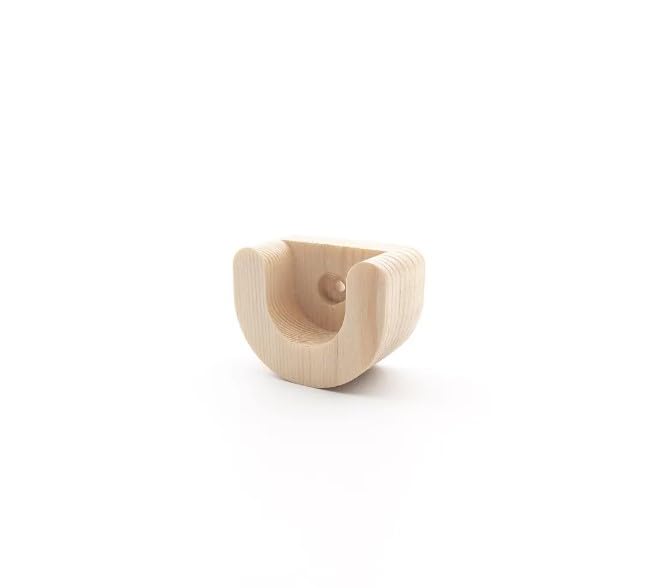 Image of Solid Pine Wooden Rod Brackets (Set of 2) - Closet Rod Holder for 25mm / 1 Inch Rod | Wardrobe Hanger Fittings | Curtain Pole Brackets | Natural Raw Finish