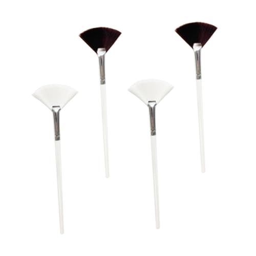 CLISPEED Wooden Handle Face Mask Brush 4pcs Sector Mask Brush for Women Reusable Easy to Clean