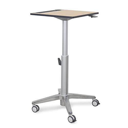 Ergotron – Mobile Standing Desk, Adjustable Height Small Rolling Laptop Computer Sit Stand Desk with Wheels for Classroom, Office, Medical or Home Use – Adjusts from 29 to 45 Inches – Maple