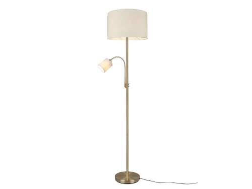 meineWunschleuchte Steh-Lampe mit Leselampe & Stoff-Schirm in Cremeweiß