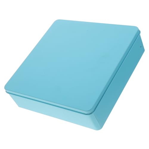 Cabilock Caja Metálica Cuadrada Grande de Hojalata con Tapa Hermética Azul Recipiente para Galletas y Almacenamiento en Casa Lata para Dulces y Organización de Cocina Envase Decorativo
