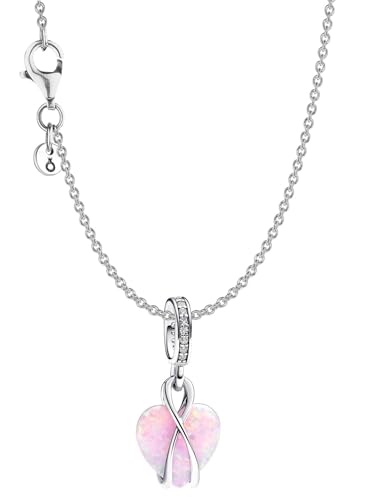 Collar de plata PANDORA con colgante de corazón opalescente y conjunto de regalo 68303 para mujer