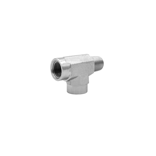 Image of 5602-06-06-06 Hydraulic Hose Adapter Fitting 3 /8 inch Male (3 /8 inch-18NPTF) x 3 /8 inch Female (3 /8 inch-18NPTF) x 3 /8 inch Female (3 /8 inch-18NPTF) Street Tee SAE Pipe Carbon Steel