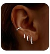 Gold Hoop Earrings Set for Women Men Chunky Gold Silver Hoop Earrings 14K Gold Filled Hypoallerge...