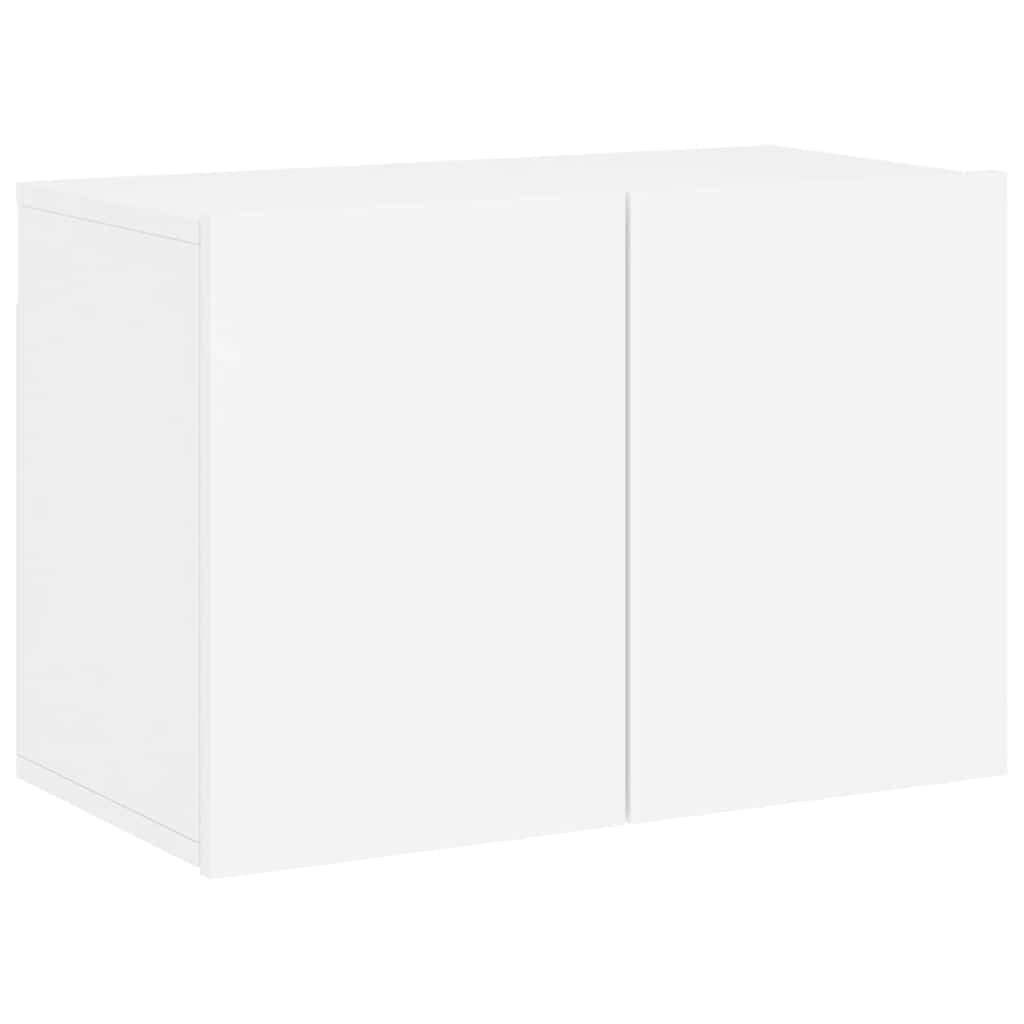 Mobile TV a Muro Bianco in Legno Multistrato 6 pezzi per Soggiorno e Salotto con Supporto, Pensile e Vano Contenitore ideale per Organizzare Decoder, Router, Videogiochi e Accessori