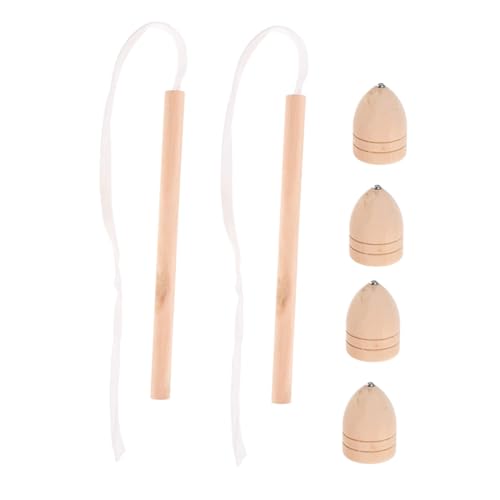 Kisangel DIY Natural Wood Spinning Tops 2 Sets Traditional Gyro Toys for Boys and Girls Gyro Playthings
