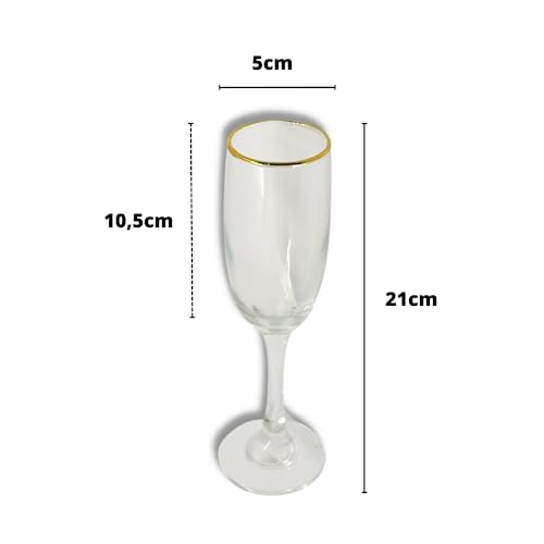 Jogo Taças Premium Champagne Borda Dourada 160ml Champanhe Luxo Caixa com 6 unidades