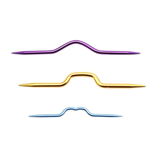 EXCEART Aluminum Bent Cable Needles 3Pcs Set for Knitting Crochet Projects Professional Cable Stitch Holders Yarn Needles Tapestry Tools Smooth Knitting Accessories